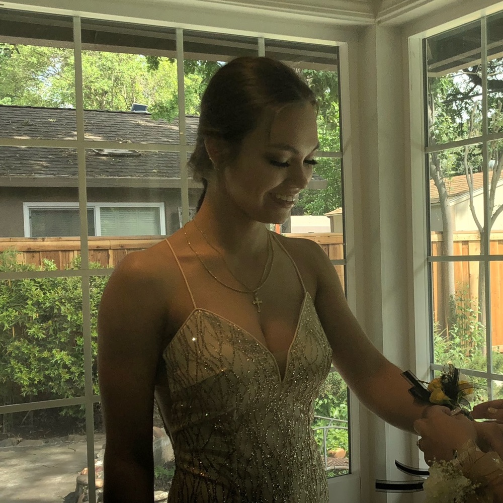 Gold Sequins gown for prom or quinceria